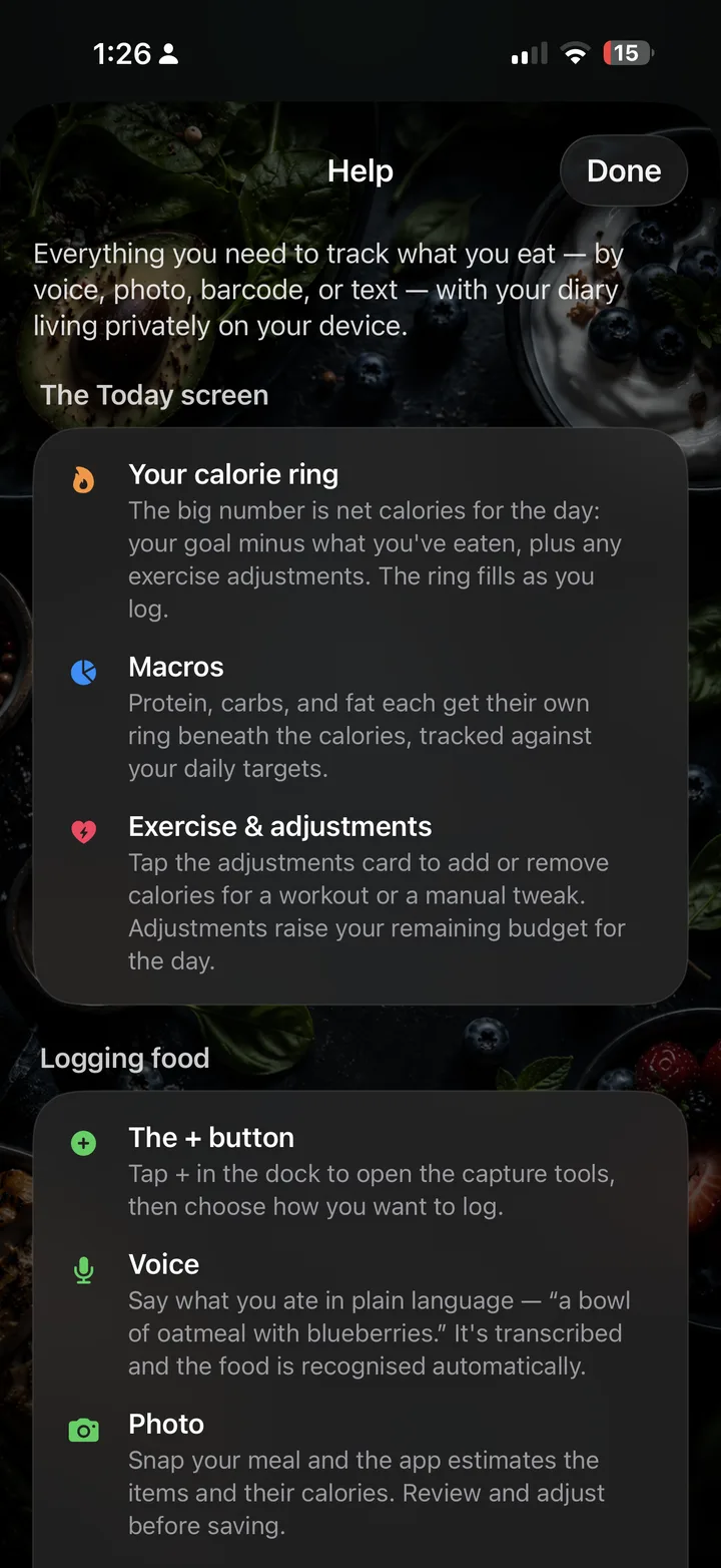 The Last Calorie Tracker screenshot