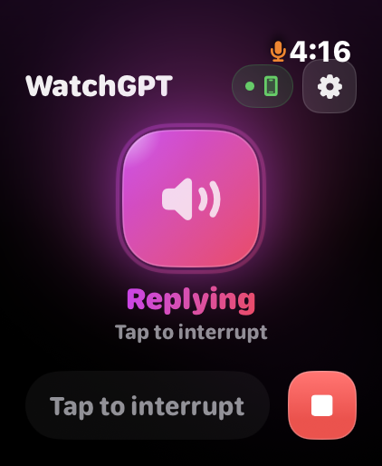 WatchGPT Apple Watch screenshot