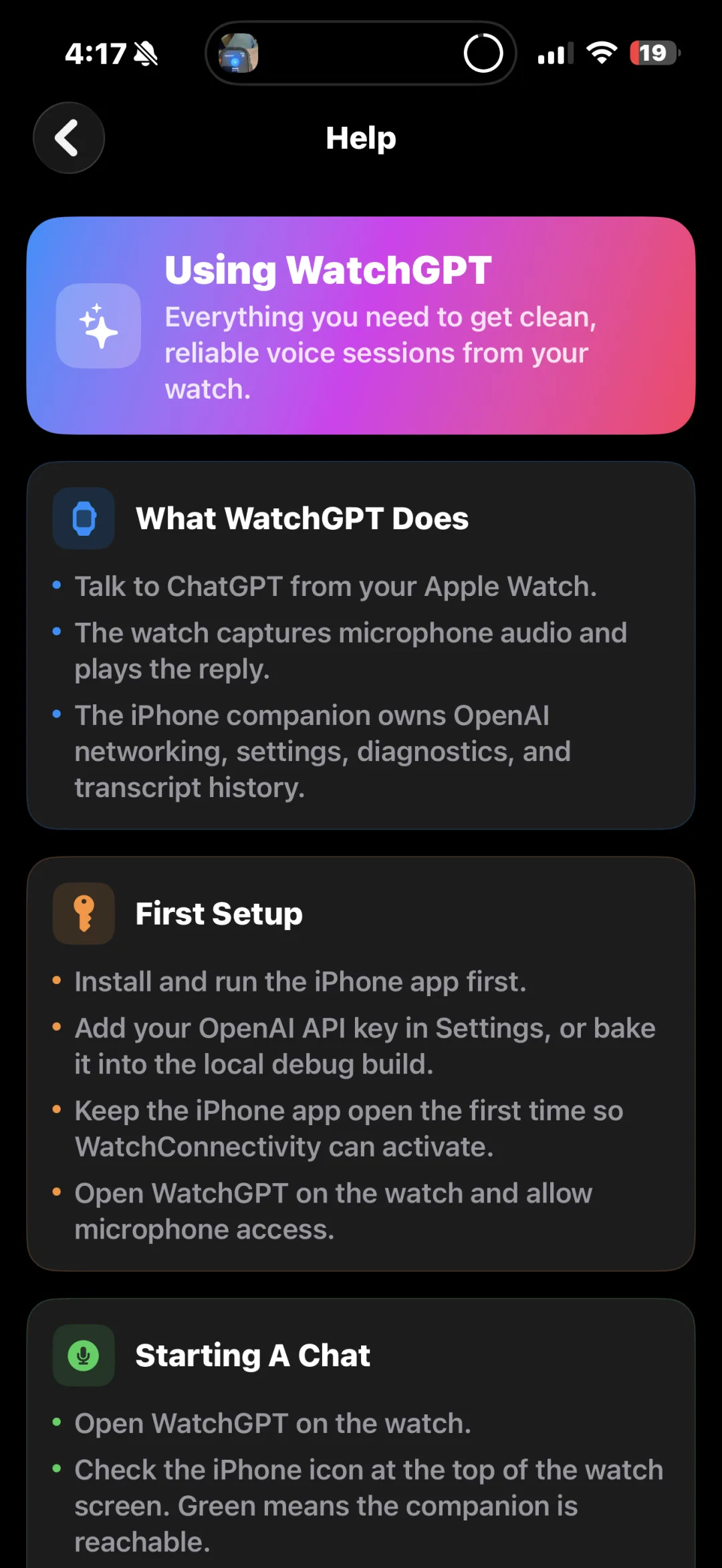 WatchGPT screenshot