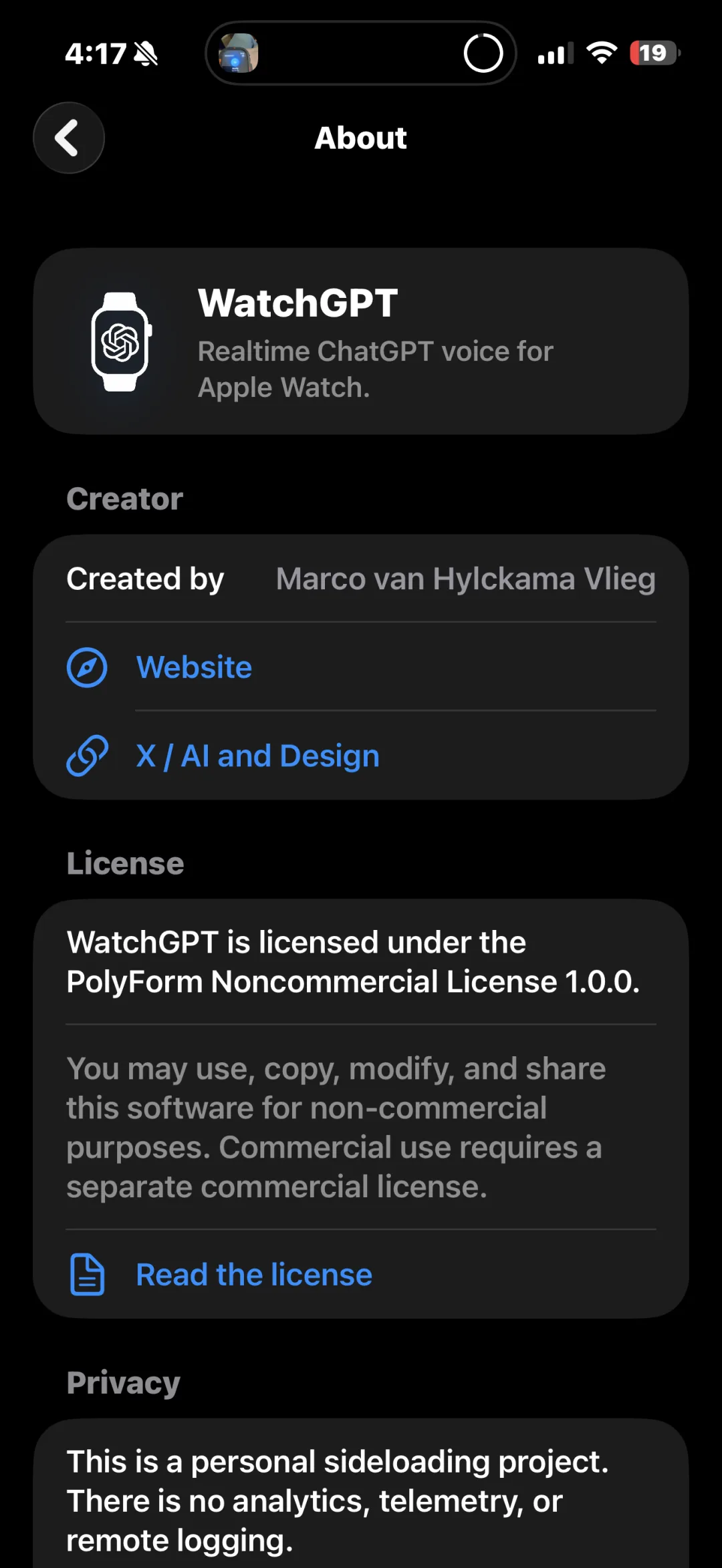 WatchGPT screenshot